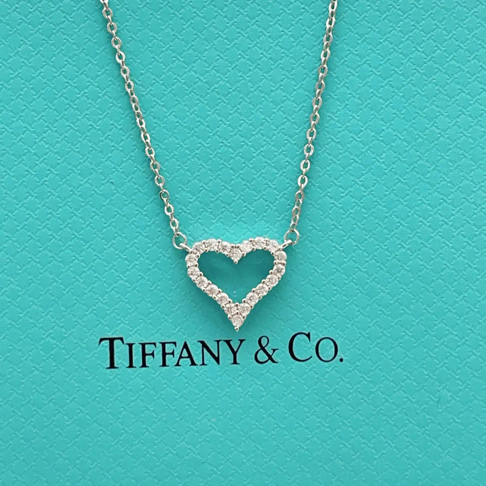 Tiffany & Co. Silver Diamond Heart Necklace
